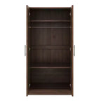 Armoire penderie 2 portes en bois avec 3 étagères de rangement, marron - ModernLuxe