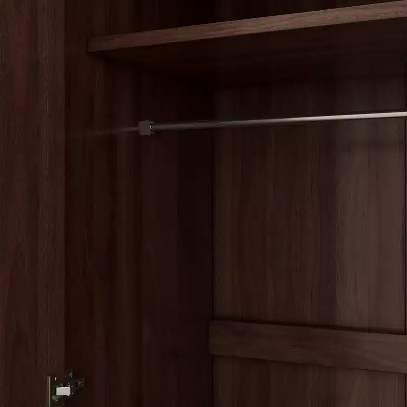 Armoire penderie 2 portes en bois avec 3 étagères de rangement, marron - ModernLuxe