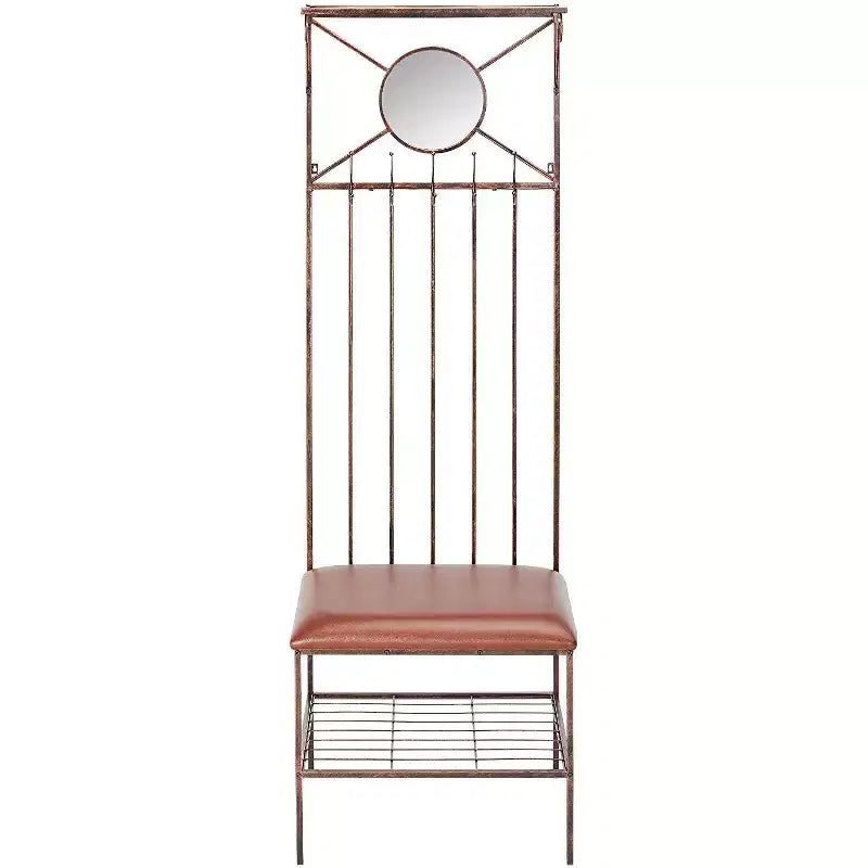 Banc de rangement d'entrée Pacher Kings Brand Furniture avec portemanteau, cuivre brossé