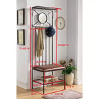 Banc de rangement d'entrée Pacher Kings Brand Furniture avec portemanteau, cuivre brossé