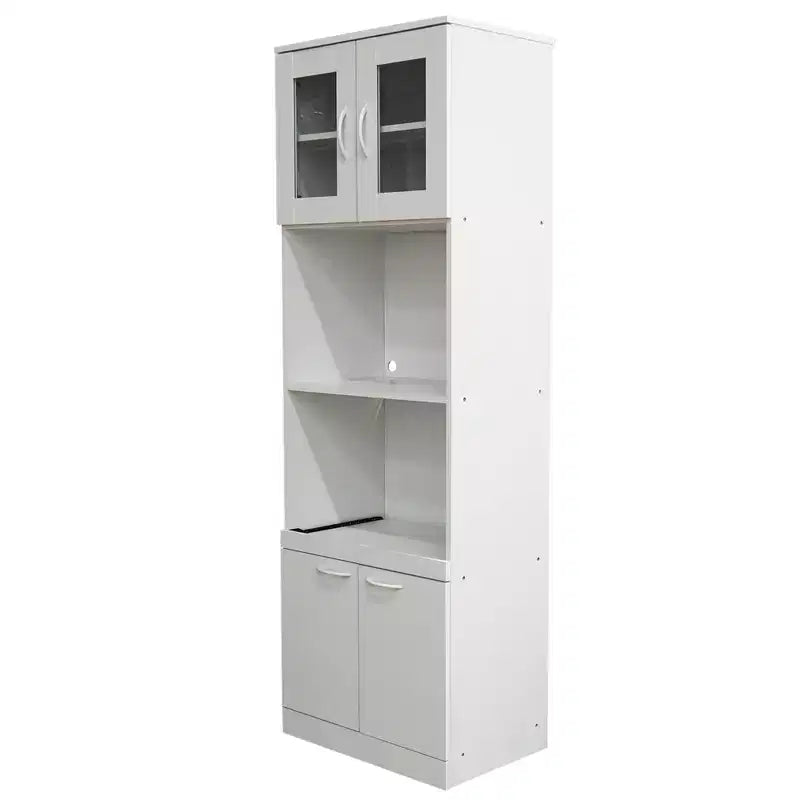 Kings Brand Furniture Danbury – Meuble de rangement de cuisine haut, avec espace micro-ondes, blanc