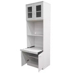 Kings Brand Furniture Danbury – Meuble de rangement de cuisine haut, avec espace micro-ondes, blanc