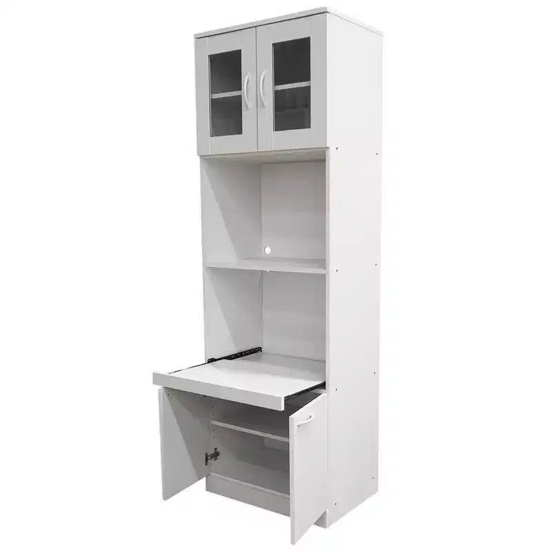 Kings Brand Furniture Danbury – Meuble de rangement de cuisine haut, avec espace micro-ondes, blanc