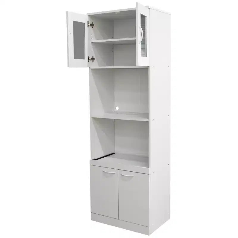 Kings Brand Furniture Danbury – Meuble de rangement de cuisine haut, avec espace micro-ondes, blanc