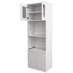 Kings Brand Furniture Danbury – Meuble de rangement de cuisine haut, avec espace micro-ondes, blanc