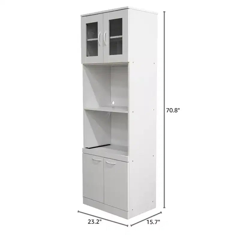 Kings Brand Furniture Danbury – Meuble de rangement de cuisine haut, avec espace micro-ondes, blanc