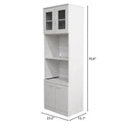 Kings Brand Furniture Danbury – Meuble de rangement de cuisine haut, avec espace micro-ondes, blanc