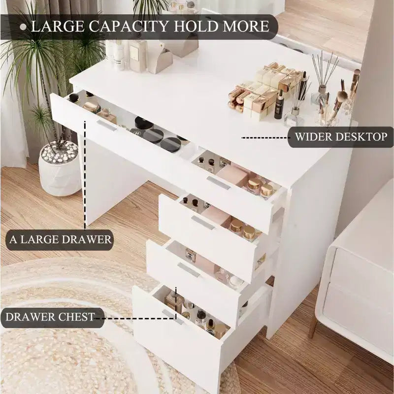 Table de Maquillage Coiffeuse SUGIFT avec Miroir Moderne Rectangulaire