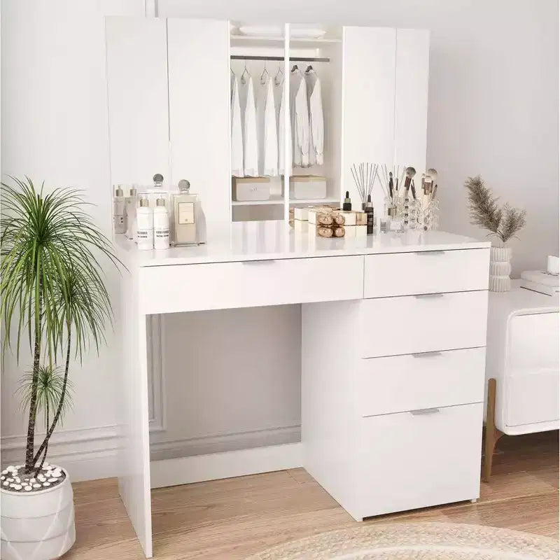 Table de Maquillage Coiffeuse SUGIFT avec Miroir Moderne Rectangulaire