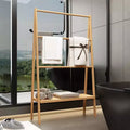 Bamboo Ladder Towel Rack, Freestanding Clothing Rack with Storage Shelf, Bathroom Drying Stand, Display Stand for Bedroom Dressing Room Laundry