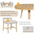 Ensemble de salle à manger extensible Whisen de style rétro 5 pièces avec 4 chaises rembourrées à dossier capitonné