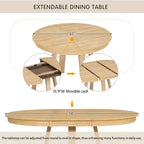 Ensemble de salle à manger extensible Whisen de style rétro 5 pièces avec 4 chaises rembourrées à dossier capitonné