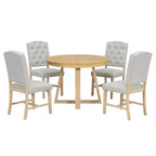 Ensemble de salle à manger extensible Whisen de style rétro 5 pièces avec 4 chaises rembourrées à dossier capitonné