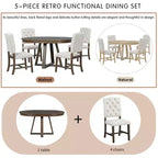 Ensemble de salle à manger extensible Whisen de style rétro 5 pièces avec 4 chaises rembourrées à dossier capitonné