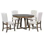 Ensemble de salle à manger extensible Whisen de style rétro 5 pièces avec 4 chaises rembourrées à dossier capitonné