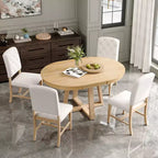 Ensemble de salle à manger extensible Whisen de style rétro 5 pièces avec 4 chaises rembourrées à dossier capitonné