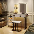 Coiffeuse moderne Costway avec miroir et lumières, éclairage LED 3 couleurs et station de charge