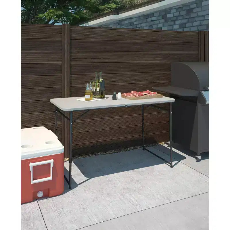 Table utilitaire portable COSCo de 4 pi pour l'intérieur/extérieur, se plie en deux, grise