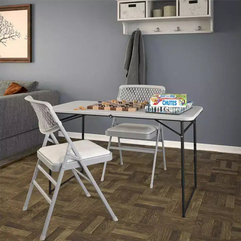 Table utilitaire portable COSCo de 4 pi pour l'intérieur/extérieur, se plie en deux, grise