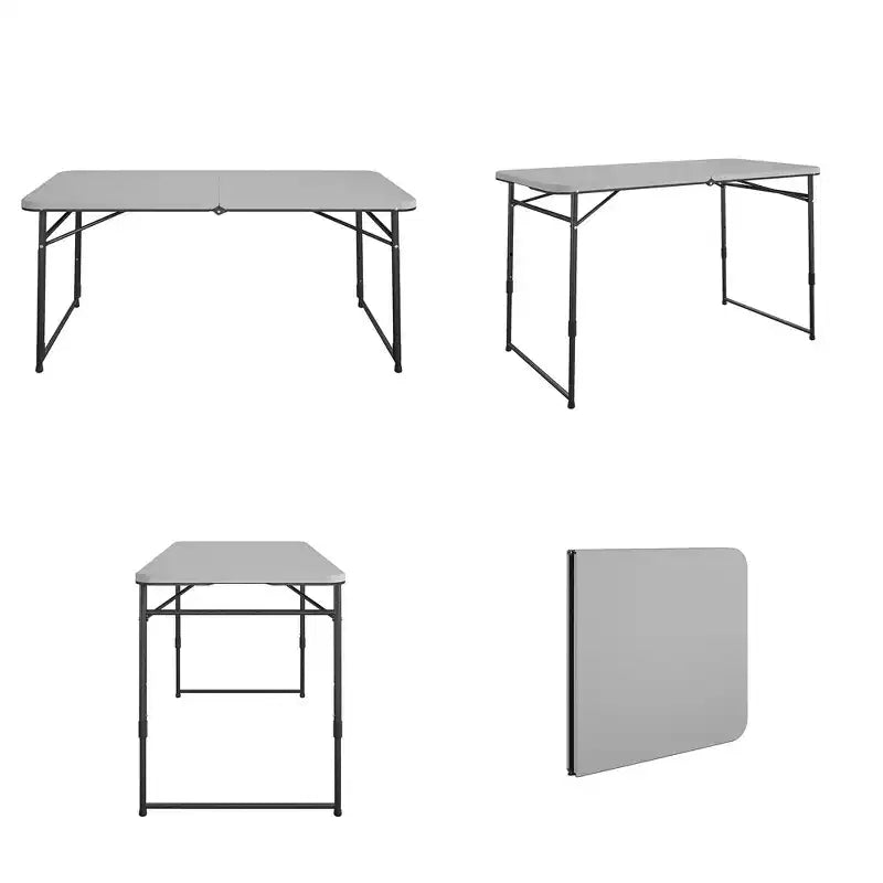 Table utilitaire portable COSCo de 4 pi pour l'intérieur/extérieur, se plie en deux, grise