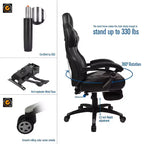 Chaise de Gaming ELECWISH avec Repose-pieds, Soutien Lombaire, Chaise d'Ordinateur Respirante avec Coussin à Ressorts Ensachés, Chaises pour Adultes