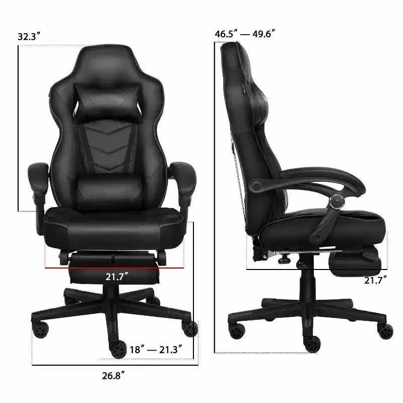 Chaise de Gaming ELECWISH avec Repose-pieds, Soutien Lombaire, Chaise d'Ordinateur Respirante avec Coussin à Ressorts Ensachés, Chaises pour Adultes