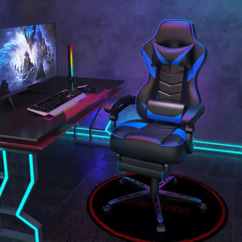 Chaise de Gaming ELECWISH avec Repose-pieds, Soutien Lombaire, Chaise d'Ordinateur Respirante avec Coussin à Ressorts Ensachés, Chaises pour Adultes