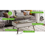 Table basse relevable en bois de 102 cm avec rangement caché - Tree City