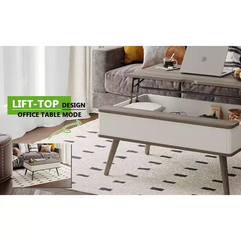 Table basse relevable en bois de 102 cm avec rangement caché - Tree City
