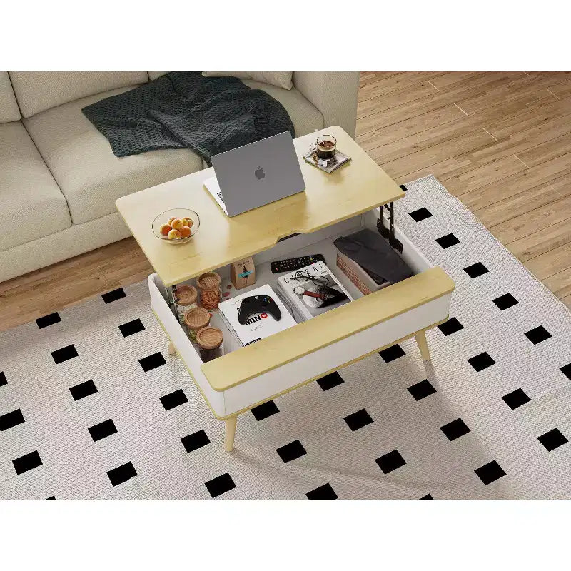 Table basse relevable en bois de 102 cm avec rangement caché - Tree City