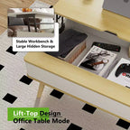 Table basse relevable en bois de 102 cm avec rangement caché - Tree City