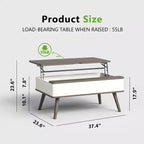 Table basse relevable en bois de 102 cm avec rangement caché - Tree City