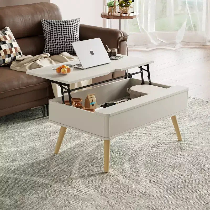 Table basse relevable en bois de 102 cm avec rangement caché - Tree City