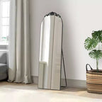 PexFix 31 in. W x 71 in. H Wood Frame Arched Floor Mirror Bedroom Living Room Wall Mirror in Black