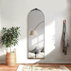 PexFix Miroir mural arqué avec cadre en bois de 79 cm (31 po) L x 180 cm (71 po) H pour chambre et salon, noir