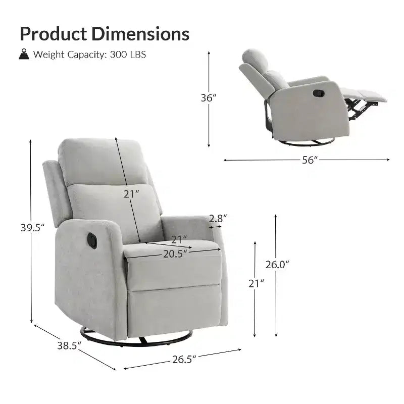 Nestor Fauteuil inclinable pivotant - Lot de 2 avec fonction pivotante | ART OF LIVING DESIGNS