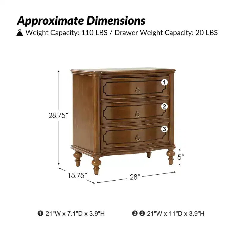 Table de bout Linus à 3 tiroirs | ART OF LIVING DESIGNS