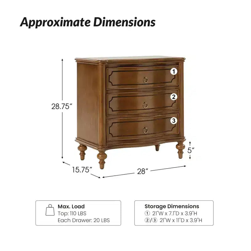 Table de bout Linus à 3 tiroirs | ART OF LIVING DESIGNS