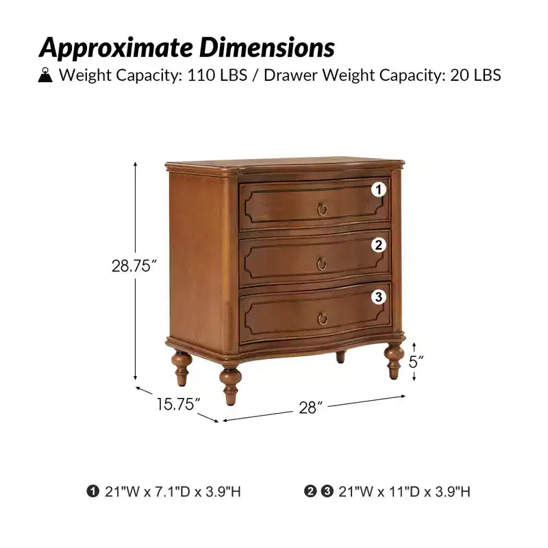 Table de bout Linus à 3 tiroirs | ART OF LIVING DESIGNS