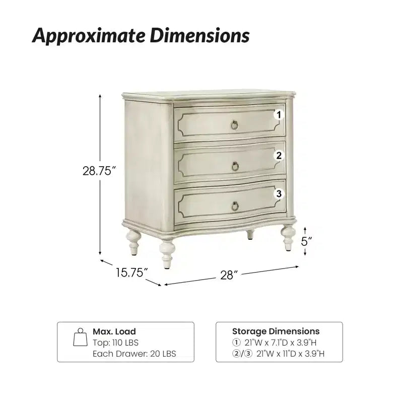 Table de bout Linus à 3 tiroirs | ART OF LIVING DESIGNS