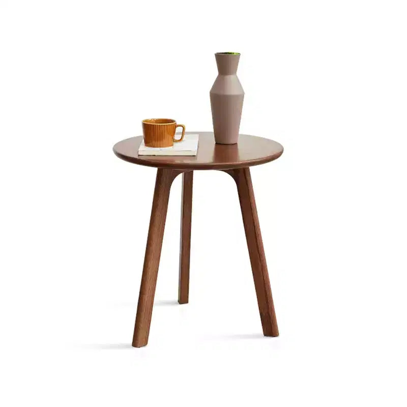 Table d'appoint ronde en bois massif - Petite table d'appoint, table basse, convient pour le salon, la chambre et le balcon, 100 % chêne massif naturel, facile à assembler