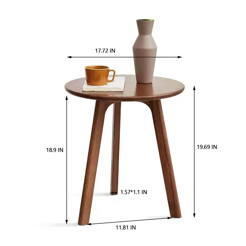 Table d'appoint ronde en bois massif - Petite table d'appoint, table basse, convient pour le salon, la chambre et le balcon, 100 % chêne massif naturel, facile à assembler
