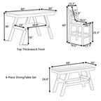 Ensemble de table à manger Whisen Rustic 6 pièces à hauteur de comptoir avec banc et 4 chaises rembourrées