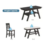 Ensemble de table à manger Whisen Rustic 6 pièces à hauteur de comptoir avec banc et 4 chaises rembourrées