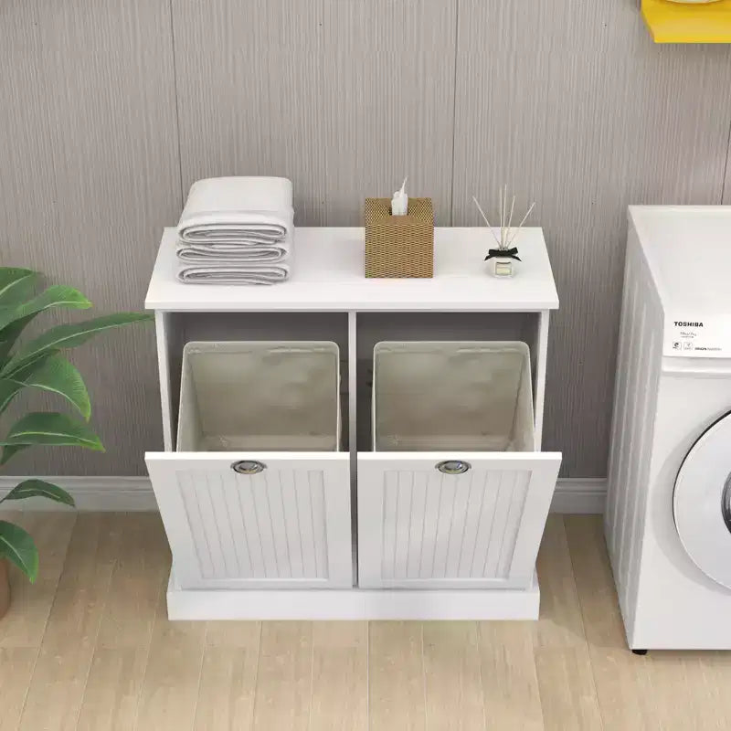 Armoire à linge en bois AndMakers 32,68 po L. x 14,57 po P x 31,5 po H avec rangement inclinable