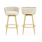 Lot de 2 tabourets de bar pivotants hauteur comptoir, dossier bas, rembourrés, pour salle à manger, pub, cuisine avec repose-pieds - Christopher Knight Home