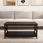 Table basse rectangulaire en bois noir AndMakers de 39,57 po avec étagère