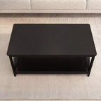 Table basse rectangulaire en bois noir AndMakers de 39,57 po avec étagère