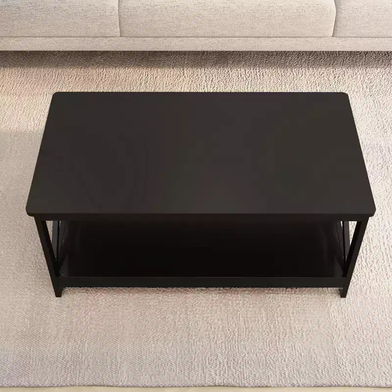 Table basse rectangulaire en bois noir AndMakers de 39,57 po avec étagère