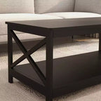 Table basse rectangulaire en bois noir AndMakers de 39,57 po avec étagère
